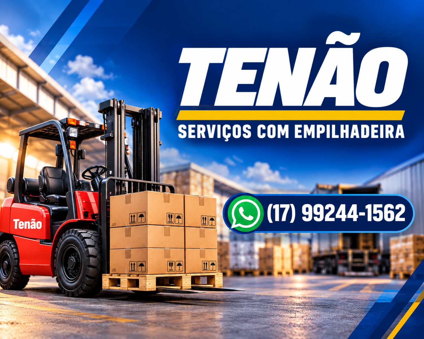 Tenão Serviços com Empilhadeira e contato pelo WhatsApp